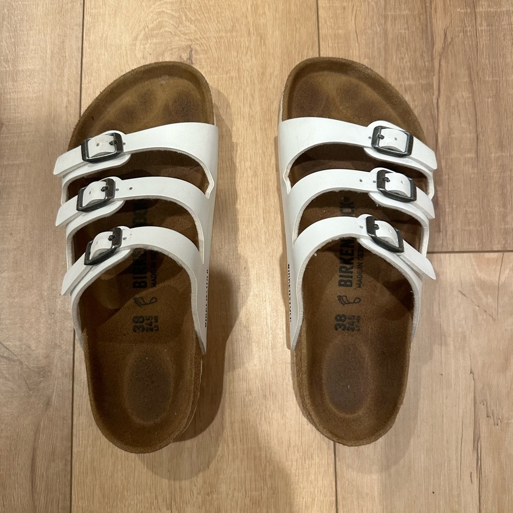 Birkenstock 3 strap 38 white EUC